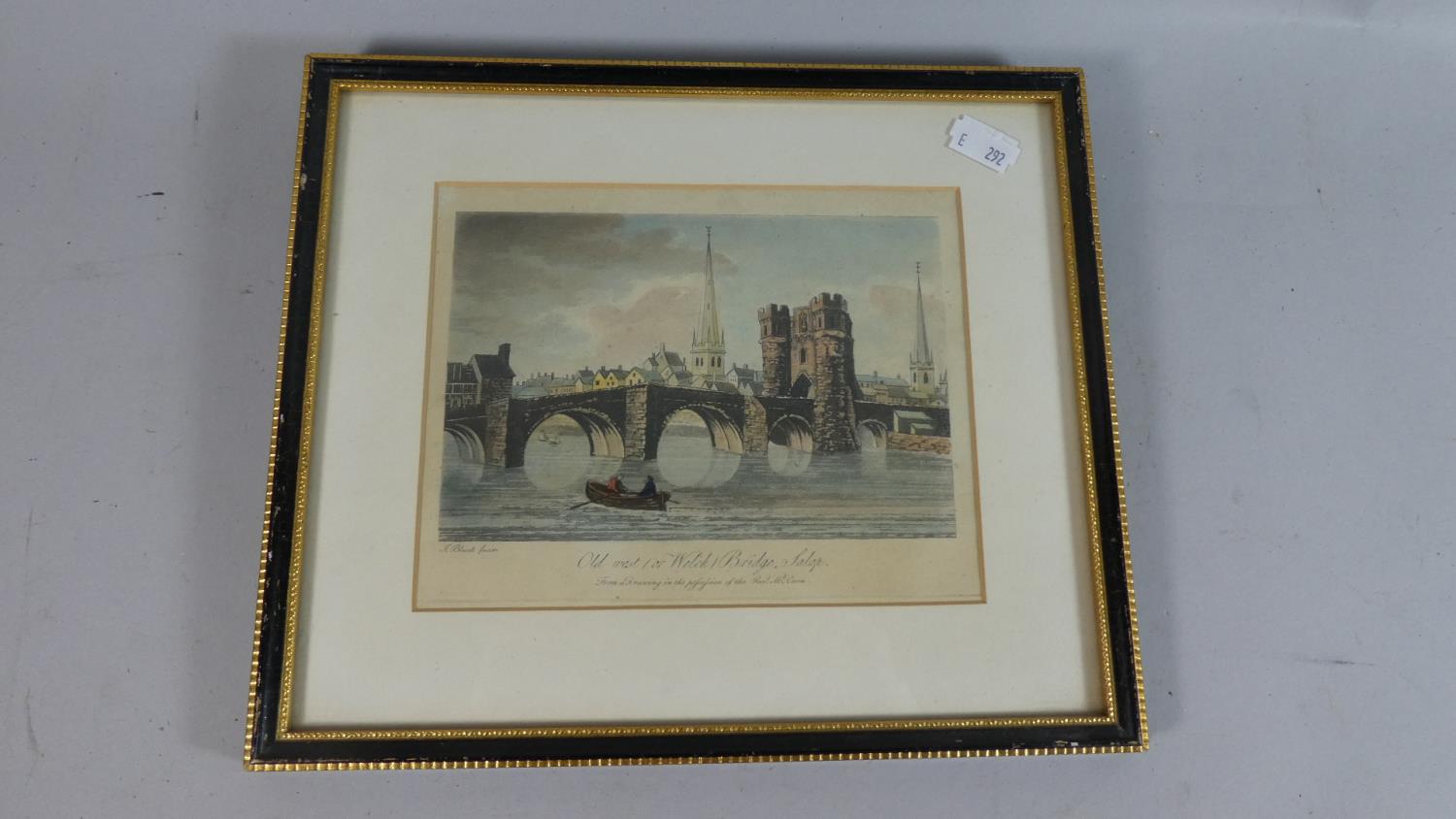 A Small Framed Coloured Etching, Welsh Bridge Shrewsbury