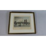 A Small Framed Coloured Etching, Welsh Bridge Shrewsbury