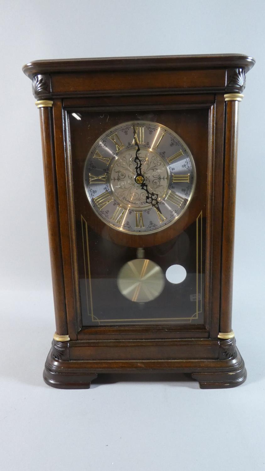 A Reproduction Mantle Clock with Battery Movement, Working Order, 33cm high