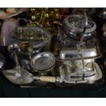 A Tray of Silver Plate to Include 19th Century Ivory Serving Trowel, Butter Dishes, Vases, Rose Bowl