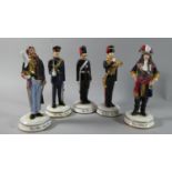 A Collection of Five Ceramic Limited Edition Michael Butty Artillery Figures