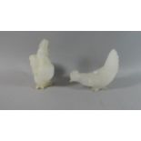 Two Carved White Stone Figures of Hen and Cock, 17cm High