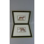 Two Framed Prints of Leopard and Elephant, Each 31.5cm Wide