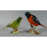 Two Beswick Birds, Baltimore Oriole No. 2183 and First Version Greenfinch no. 2105A