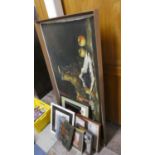 A Framed Oil on Canvas Still Life Together with Various Pictures Print and Mirrors