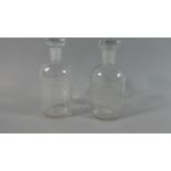 Two Chemist Acid Bottles for Nitric and Hydrochloric, Each 15cm high