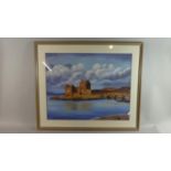 A Framed Pastel of Scottish Castle, 73cm Wide