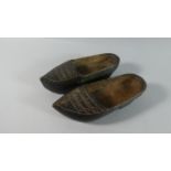 A Pair of WWI Trench Art Carved Wooden Novelty Clogs, One Dated August 4th 1914 and the Other