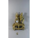 A Large Figural Gilt Painted Spelter Figural Mantle Clock for Full Restoration, Warrior Figure