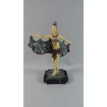 A Resin Reproduction Study of an Art Deco Maiden on Marble Plinth, 31cm High