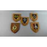 A Collection of Five Regimental Wall Hanging Shields, Each 18cm High