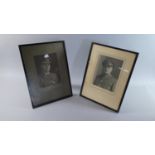 A Pair of Framed Easel Back Monochrome Photographs of Military Officers, Each 37cm high