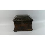 A Reproduction Sarcophagus Shaped Box with Two Carrying Handles and Fleur Des Lys Decoration to Body