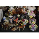 A Tray Containing Royal Adderley Posy Ornaments, Bird and Animal Ornaments etc