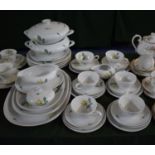 A Collection of German Rose Pattern Tea and Dinner Wares to Include Six Trios, Dinner Plates,