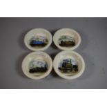 A Collection of Four Carlton Ware Pin Dishes Decorated with Railway Locomotives, Each 10cm Diameter