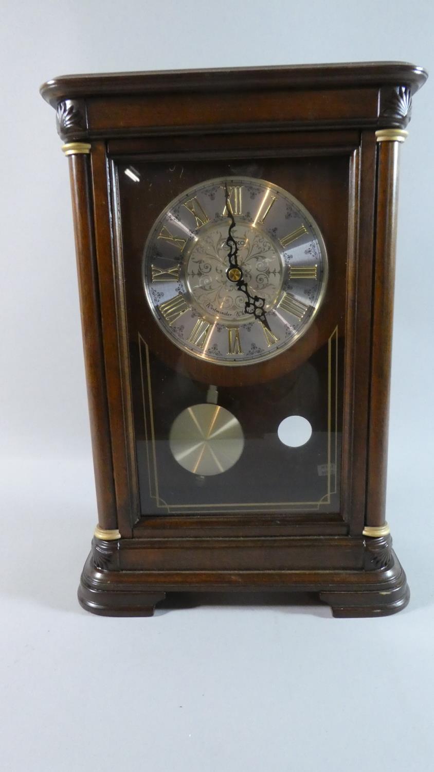 A Reproduction Mantle Clock with Battery Movement, Working Order, 33cm high - Image 2 of 2