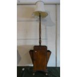 An Edwardian Walnut Hall Cabinet/Standard Lamp with Side Magazine or Newspaper Stores, Central