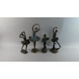 A Pair of Three Resin Ballerina Figures and a Figure of Maiden with Butterfly, Tallest 38cm