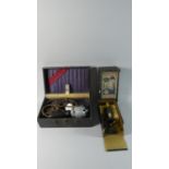 A Vintage Child's Microscope in Original Box Together with Cased Vintage Hamilton Beach Vibrator