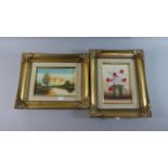 Two Small Gilt Framed Paintings, Landscape and Still Life