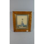 A Maple Framed Early 19th Century Water Colour of Child in Blue Dress, 31cm High