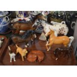 A Royal Doulton Appaloosa, Beswick Palomino, Beswick Fox Hound and Retriever Together with Three