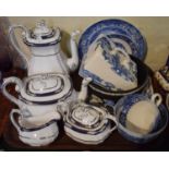 A Four Piece Spode Chancellor Platinum Tea Service Together with Wedgwood Black Jasperware Fruit