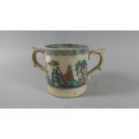 An Early 19th Century Two Handle Loving Mug with Chinoiserie Decoration Depicting Oriental Landscape