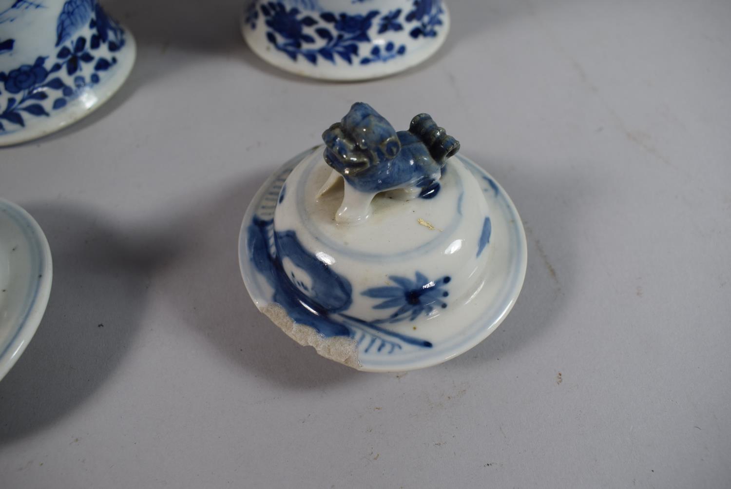 A Pair of Oriental Blue and White Lidded Vases, Neck AF and One Lid AF, 32cm High - Image 5 of 6