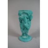 An Art Deco Opaque Green Glass Vase Decorated in Relief with the Three Graces, 20cm High