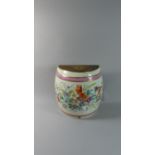 A Ceramic Half Barrel with Wall Fixing Slots to Rear, Decorated with Wild Flowers, Missing Tap, 30cm