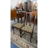 A Pair of Edwardian Tapestry Seated Side Chairs