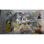A Small Collection of Costume Jewelry Including Cameo Brooch etc