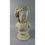 A Reconstituted Stone Bust Of Maiden with Flowers in Her Hair, 45cm High