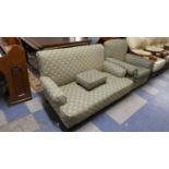A Matching Settee and Armchair with Footstool