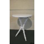 A Circular Topped White Painted Bobbin Legged Gypsy Table, 52cm diameter