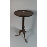 A Small Mahogany Dish Topped Wine Table with Centre Inlay, 24.5cm Diameter and 49cm High