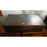 A Vintage Leather Mounted Smith's Trunk with Fitted Interior (catches af), 97cm Long
