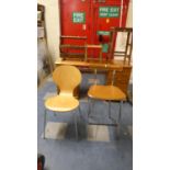 A Vintage Style Chrome Based Chair and a Leather Upholstered Kitchen Bar Stool