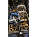 A Box of Various Furniture Fittings, Screws, Treenware etc