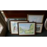 A Collection of Eight Framed Watercolours