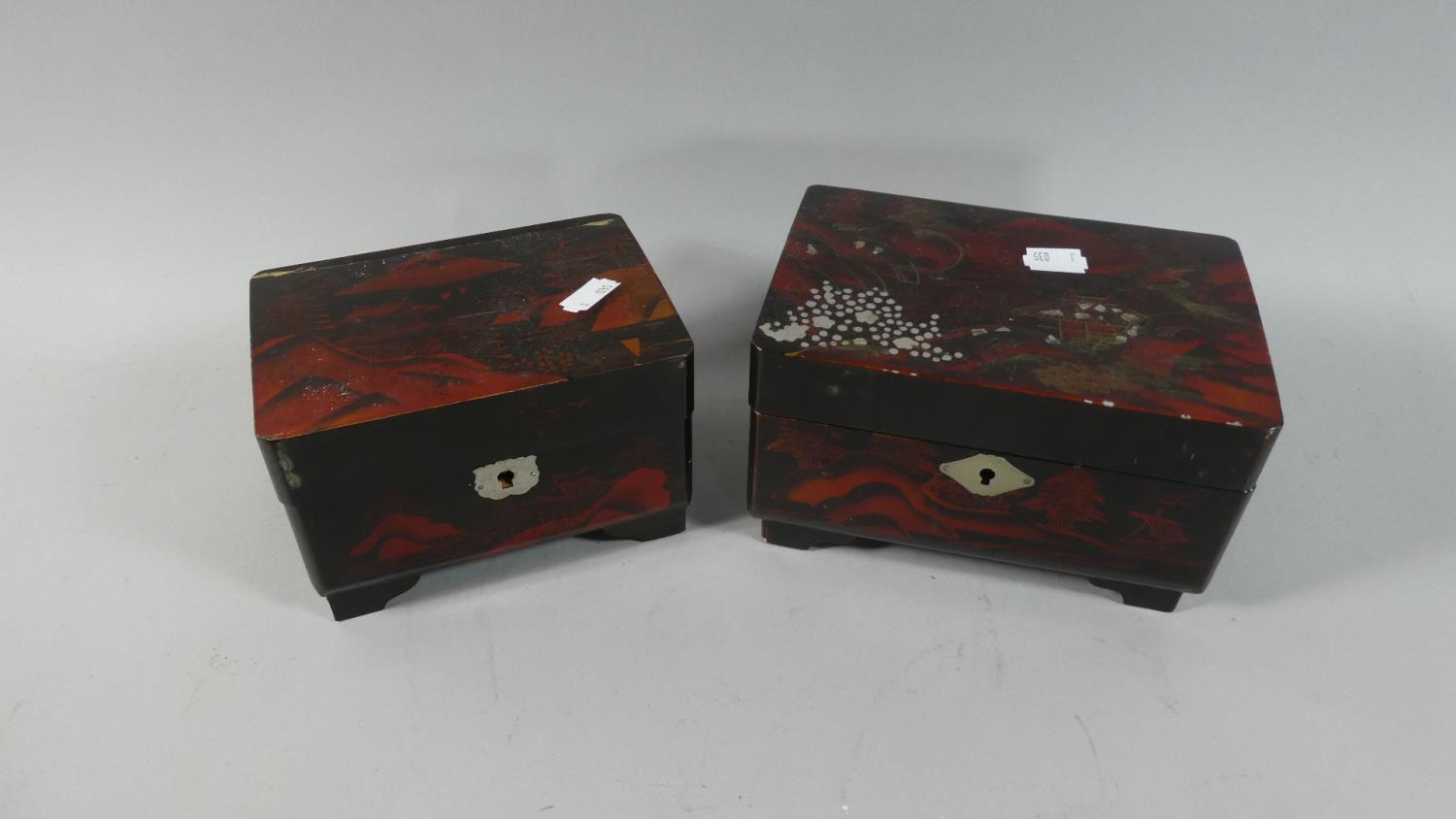 Two Japanese Lacquered Musical Jewellery Boxes