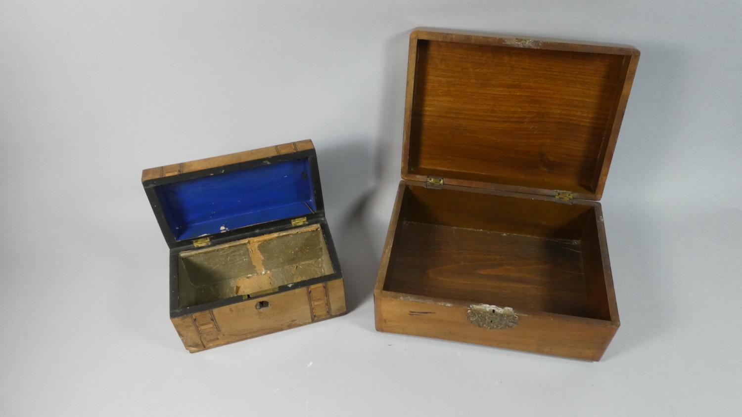 One Dome Topped Banded Work Box and One Continental Ormolu Mounted Work Box - Image 2 of 2