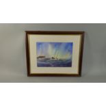 A Framed Watercolour Depicting Fishing Boat Returning to Harbour in Stormy Seas, 35cm Wide