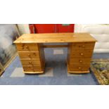 A Pine Dressing Table or Desk, Four Drawers Either Side Kneehole, 127cm Wide