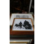 A Framed Pencil Drawing, Still Life Together with a Framed Silhouette Family