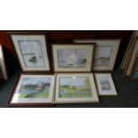 A Collection of Six Watercolours