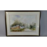 A Framed Water Colour Depicting Figure and Dog on Country Lane, Signed and Dated 1998, 46cm Wide