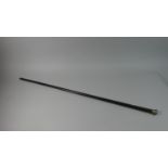 An Ebonised Walking Cane with Silver Plated Top, 88cm High